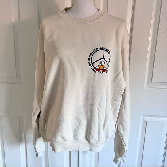 Madhappy Limited Local Optimist Support Network Crewneck Sweatshirt Large Cream